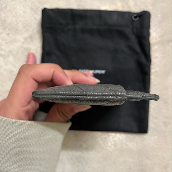 saint laurent Monogram Leather Credit Card Case in storm - Picture 14 of 16